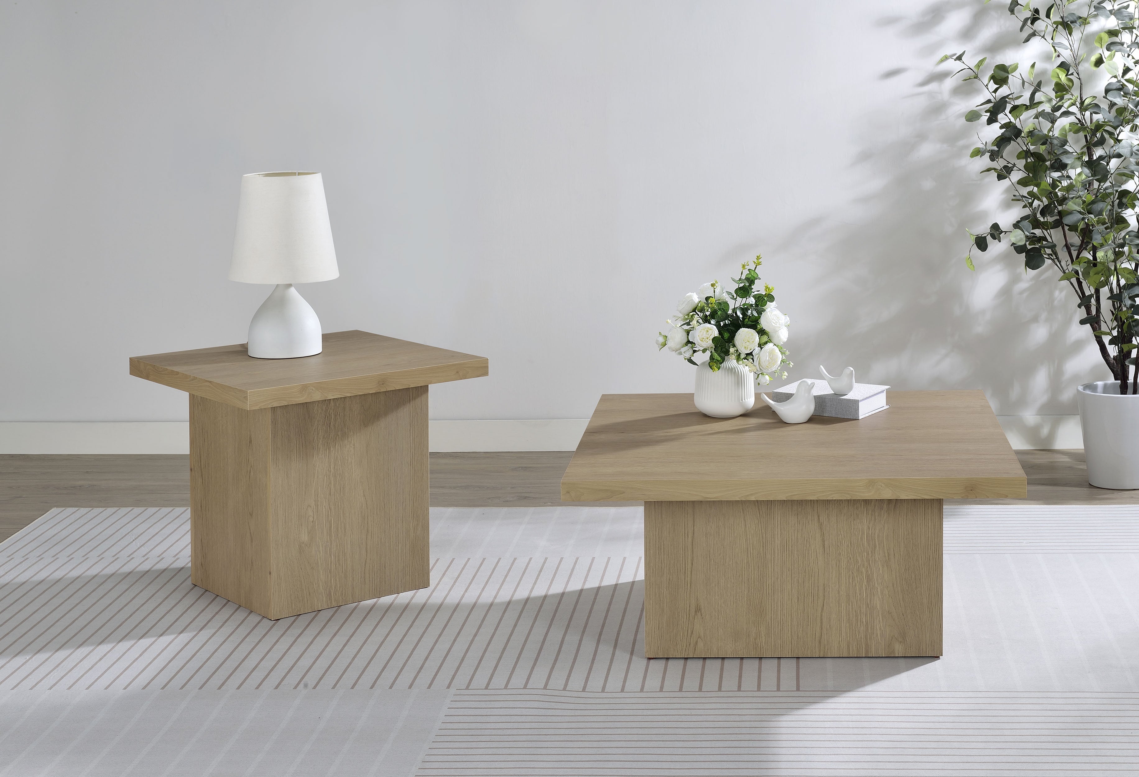Devar 2-piece Square Cocktail Coffee End Table Set Latte — view 1