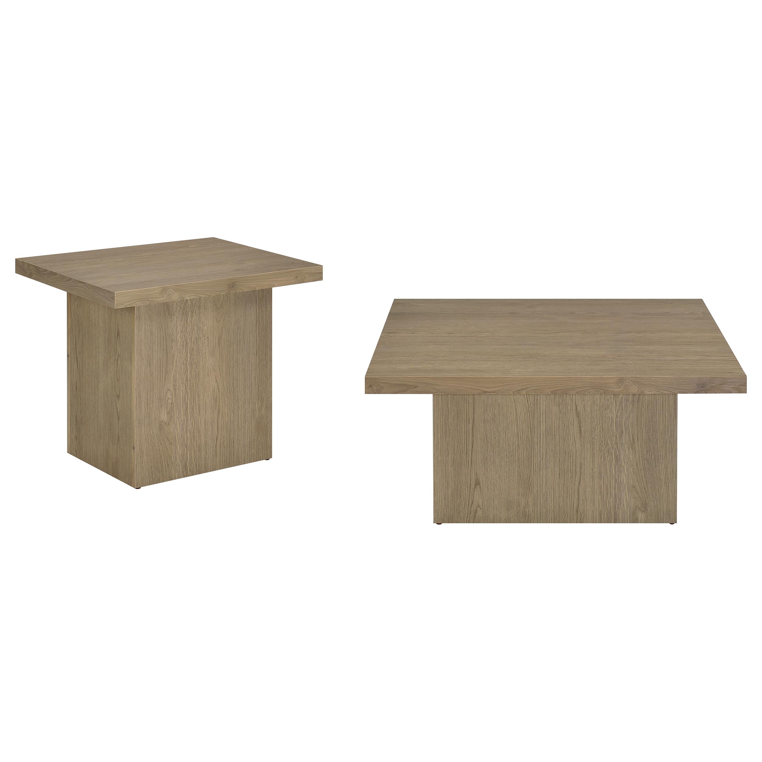 Devar 2-piece Square Cocktail Coffee End Table Set Latte — view 2