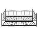Full Size Metal Daybed with Twin Size Adjustable Trundle, Portable Folding Trundle, Black(OLD SKU:MF293736AAB)