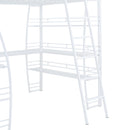 Loft Bed With 4 Layers Of Shelves And L-Shaped Desk, Stylish Metal Frame Bed With A Set Of Sockets, USB Ports And And Wireless Charging