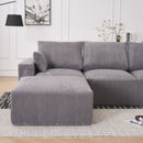 Modular Sectional Sofa With Ottoman, USB And Type C Charger, Petal Armrest Design