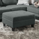Classic Fabric Ottoman With Birch Wood Legs And High Quality Foam Padding - Charcoal