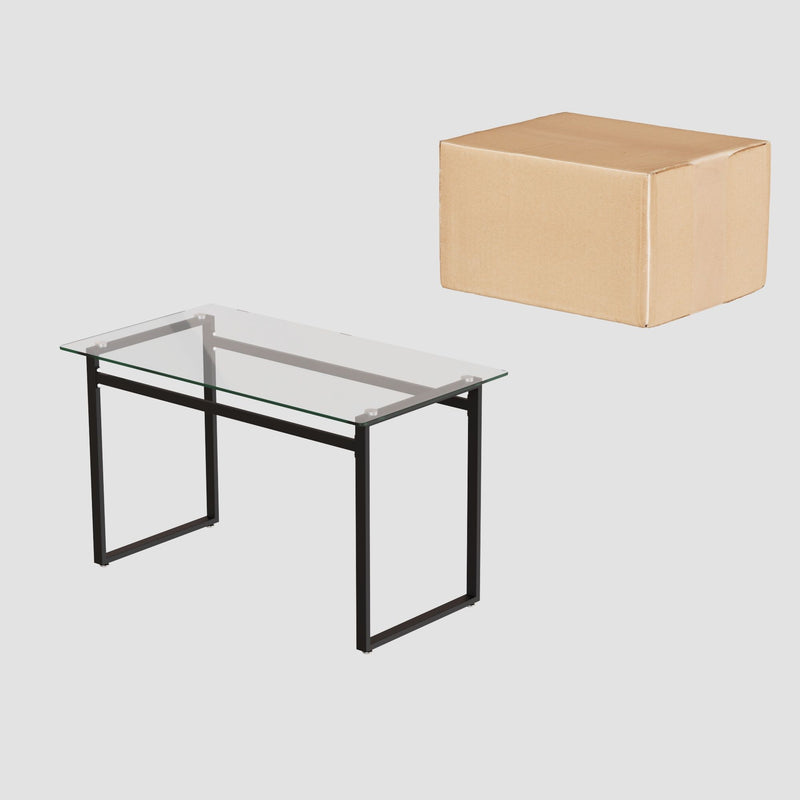 Modern Minimalist Rectangular Dining Table With Tempered Glass Top