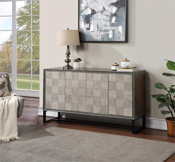 Indira Mid-Century Modern 4 Door Storage Credenza