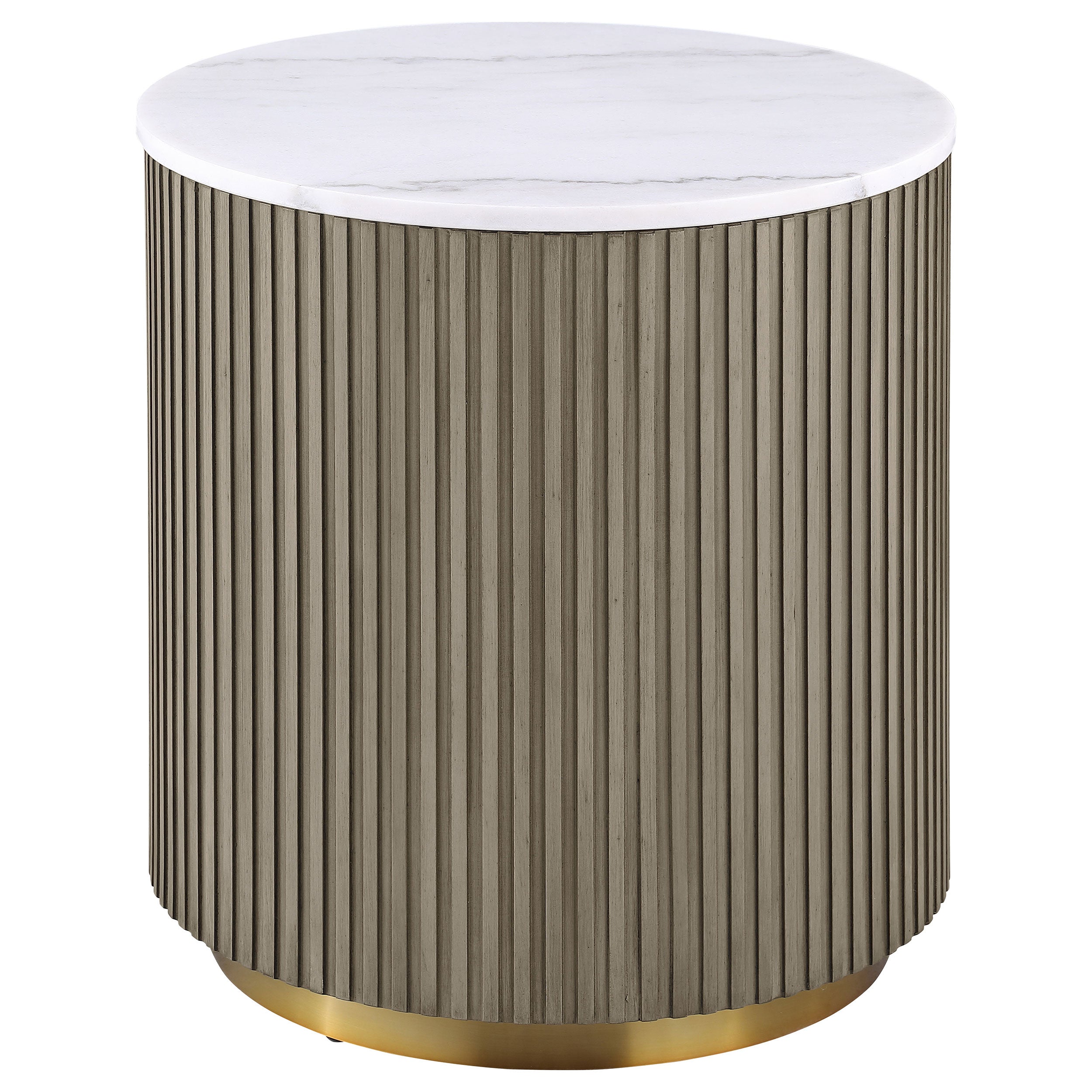 Jason Round White Marble Top Side End Table Greige — view 1