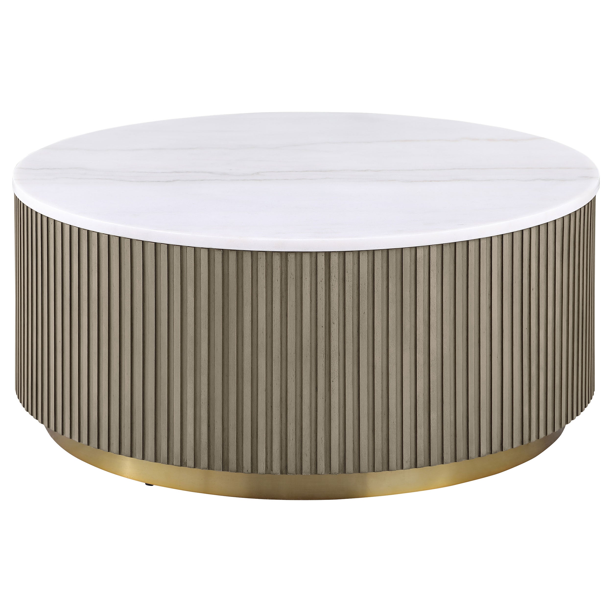 Jason 2-piece Round White Marble Coffee Table Set Greige — view 5