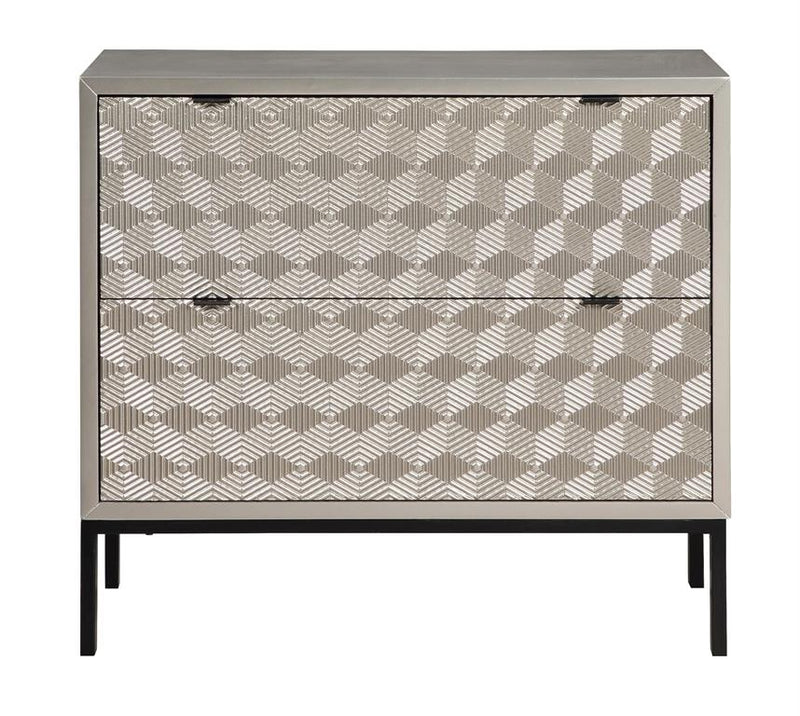 2 Drawer Storage Chest with Raised Geometric Pattern