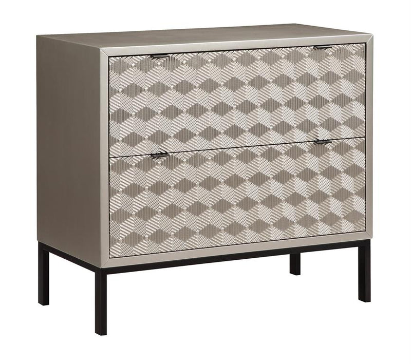 2 Drawer Storage Chest with Raised Geometric Pattern