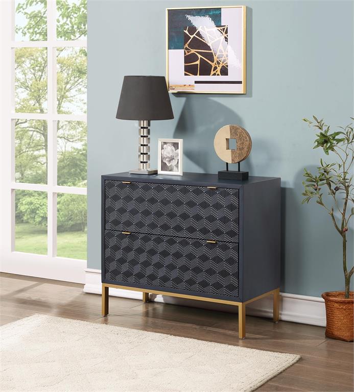 2 Drawer Storage Chest with Raised Geometric Pattern
