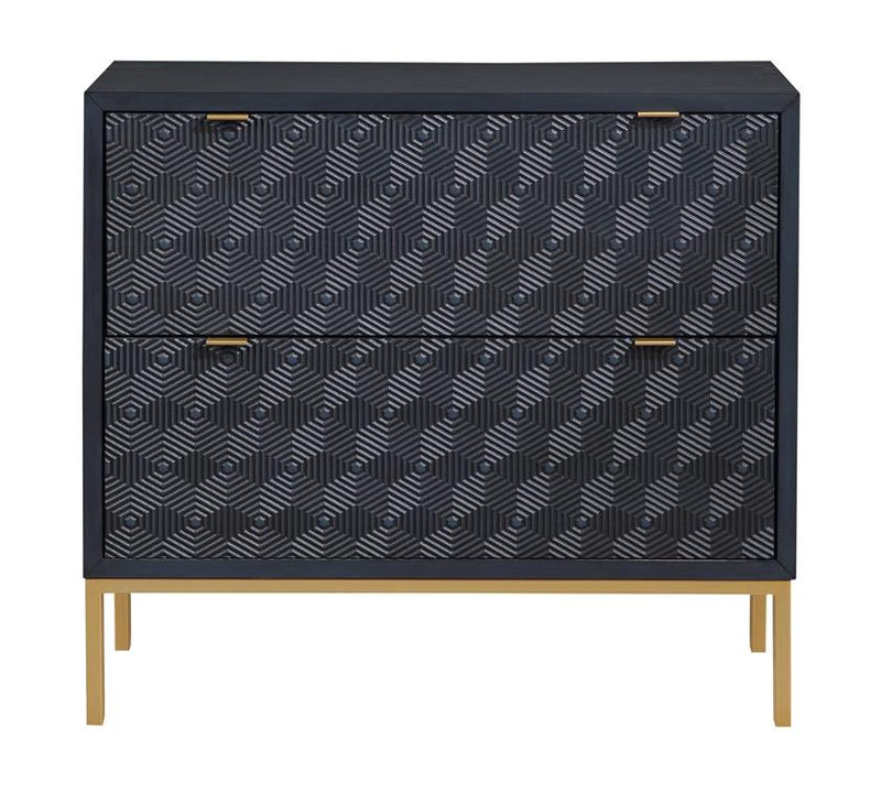 2 Drawer Storage Chest with Raised Geometric Pattern