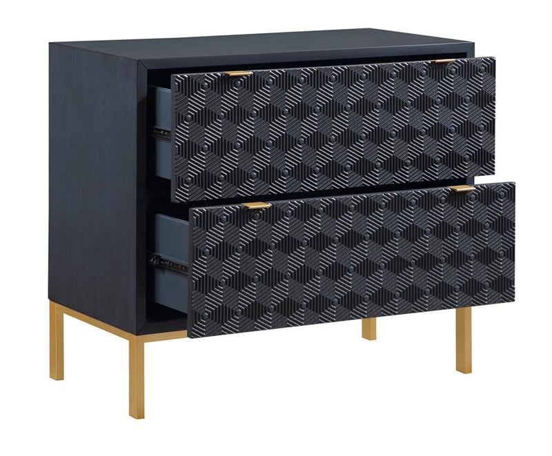 2 Drawer Storage Chest with Raised Geometric Pattern