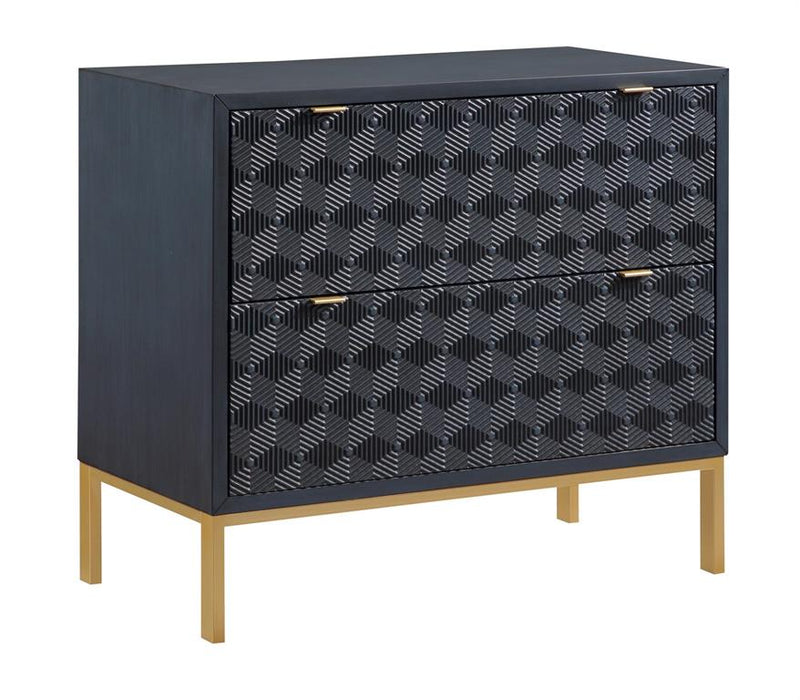 2 Drawer Storage Chest with Raised Geometric Pattern