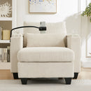 Convertible Chaise Lounge Sofa Chair With USB Ports, Cup Holders, Phone Holder And Storage