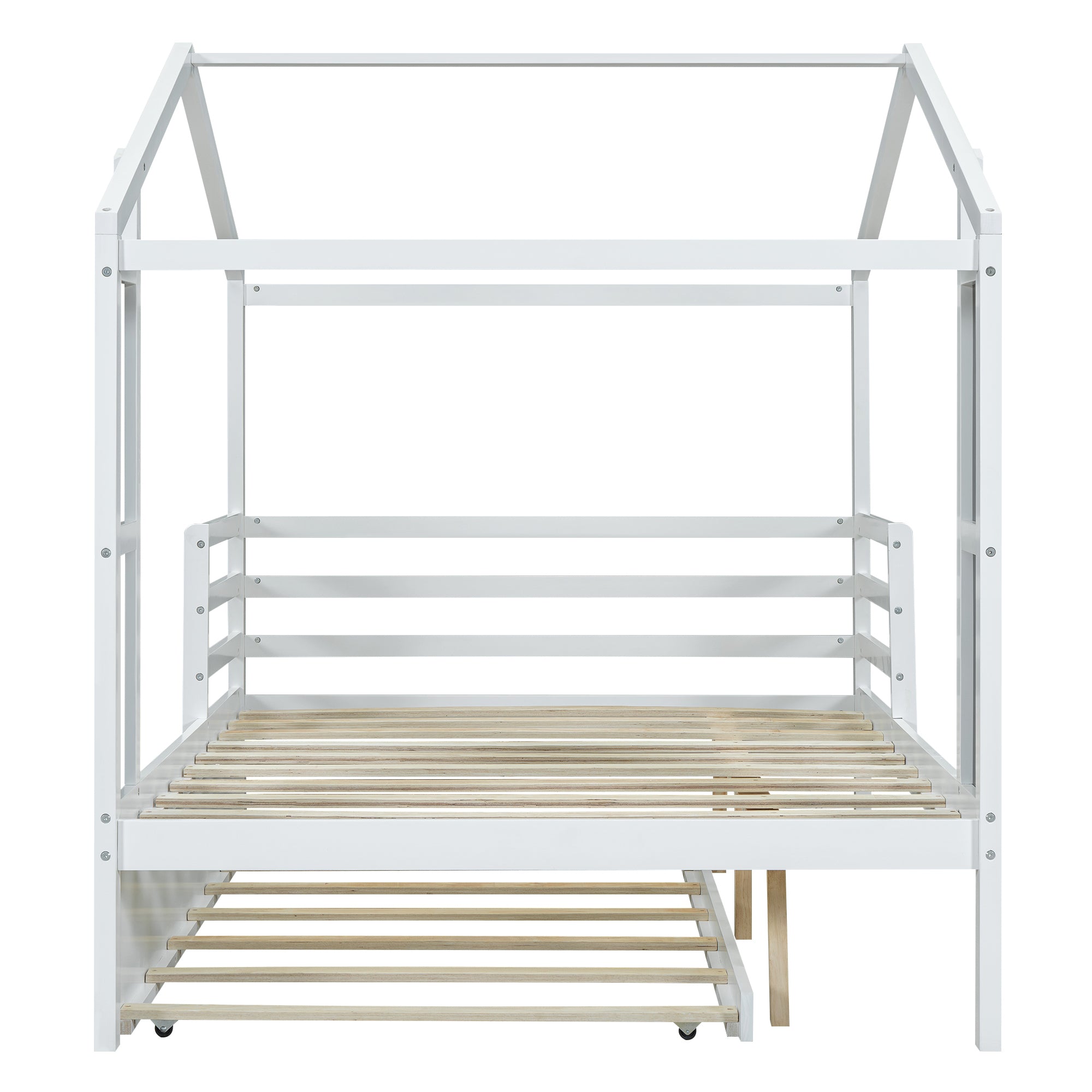 Full Size Wood House Bed with Fence and Writing Board, White - Atlantic Fine Furniture Melbourne FL