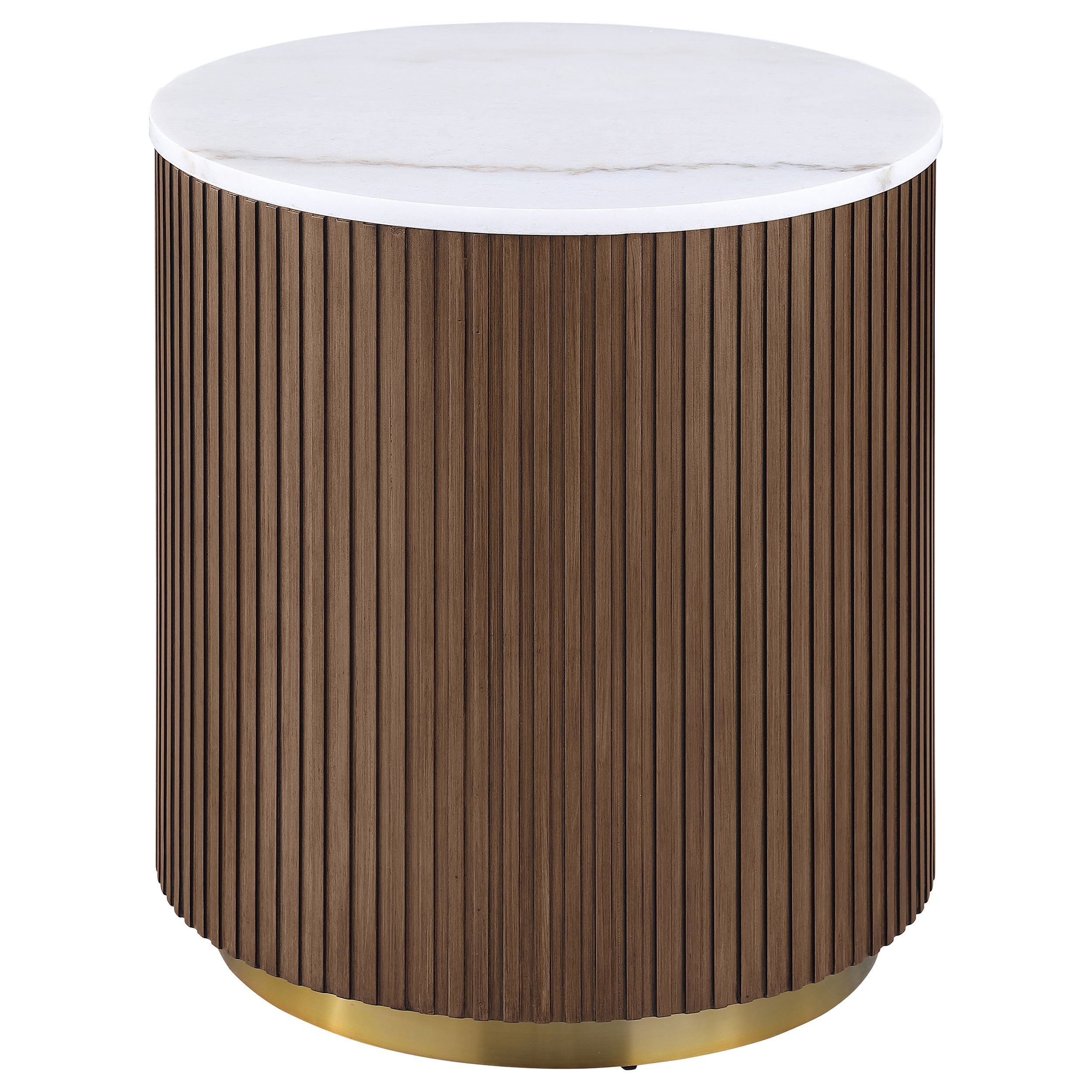 Jason 3-piece Round White Marble Coffee Table Set Honey Brown — view 3
