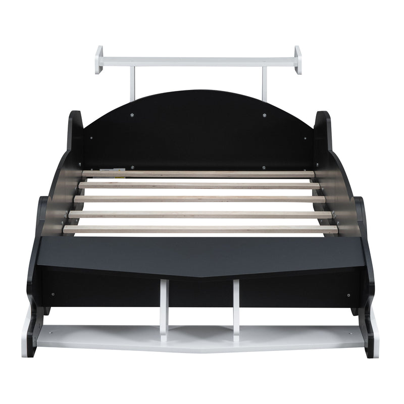 Twin Size Race Car-Shaped Platform Bed With Wheels