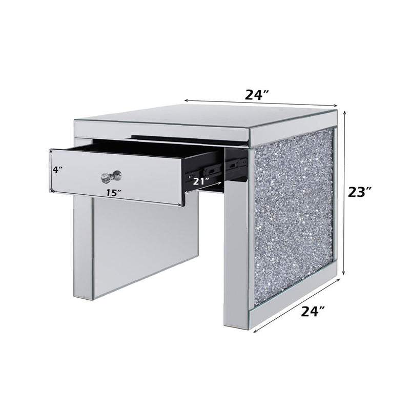 Noralie - End Table - Mirrored & Faux Diamonds - 23" - Atlantic Fine Furniture Inc