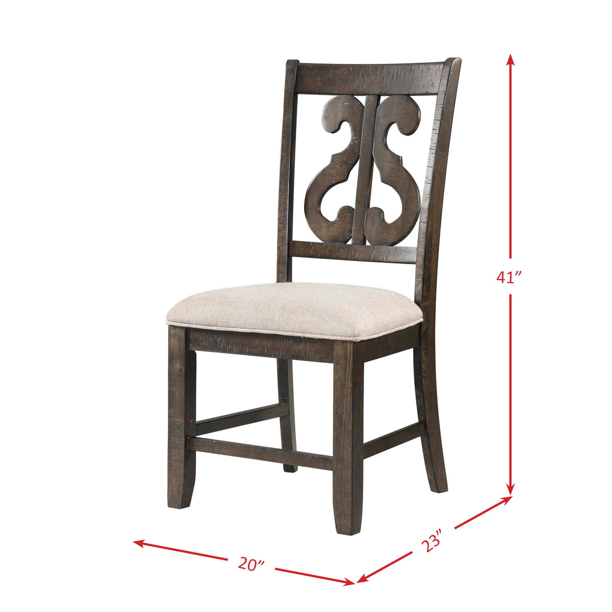 Stone Wooden Swirl Back Side Chair (Set of 2) in Dark Brown by Elements International, view 9