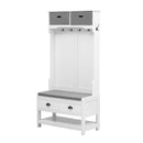 Hall Tree With 6 Hooks And Hinged Lid, Coat Hanger, Storage Bench, 3 In 1 Design