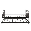 Twin Size Daybed Platform Bed Frame With Trundle Built In Casters - Black