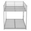 Full over Full Metal Bunk Bed, Low Bunk Bed with Ladder, Silver(Old SKU:MF197034AAN)