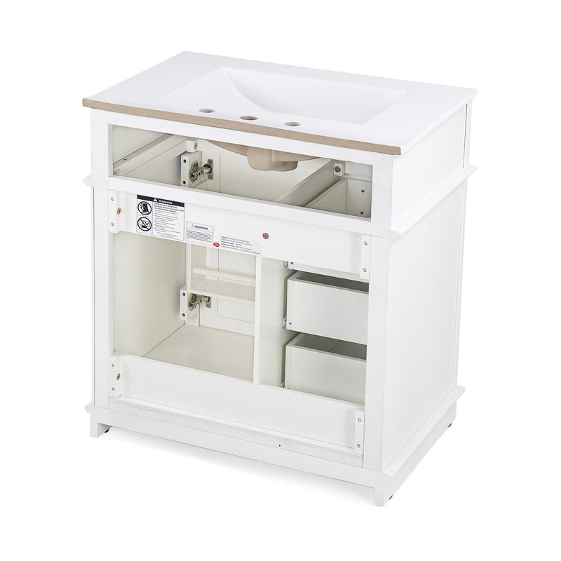 Freestanding Bathroom Vanity With Sink, Soft Closing Door, Tip Out Drawer