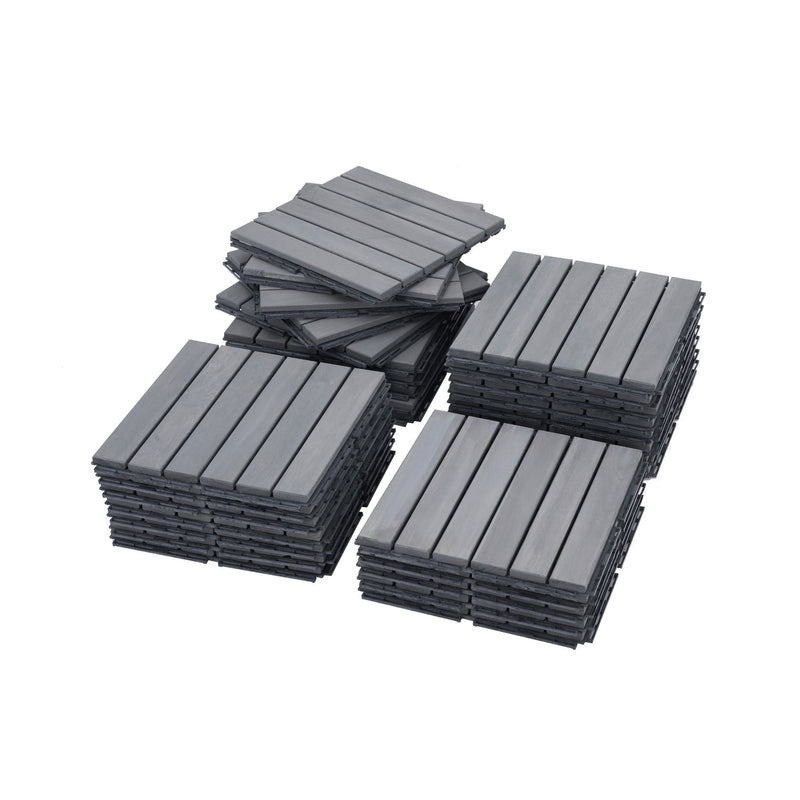 Interlocking Deck Tiles Striped Pattern, Waterproof Anti Mildew Brown