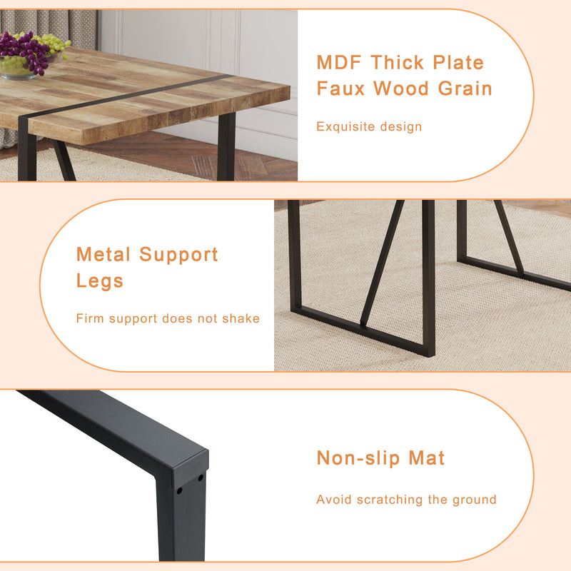 Industrial Rectangular Dining Table For 4 - 6 People