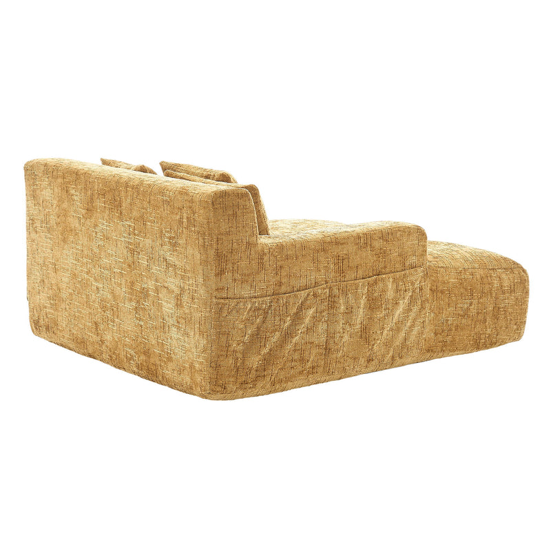 Chenille Interior Lazy Sofa Chaise Longue Armchair With 3 Pillows And Armrests