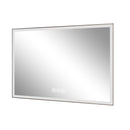 Modern LED Bathroom Vanity Mirror With Aluminum Frame, 45° Beveled Lights, Anti Fog - Silver