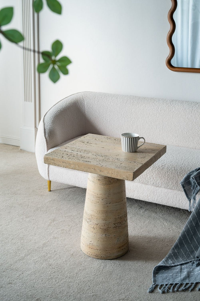 Square Side Table With Pedestal Base