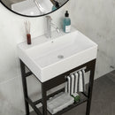 Console Sink With 304 Legs, 24" X 16.75", Wall Mounted Design - White / Black
