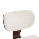 Modern Boucle Fabric Upholstered Side Chair, Bentwood Frame - White / Walnut