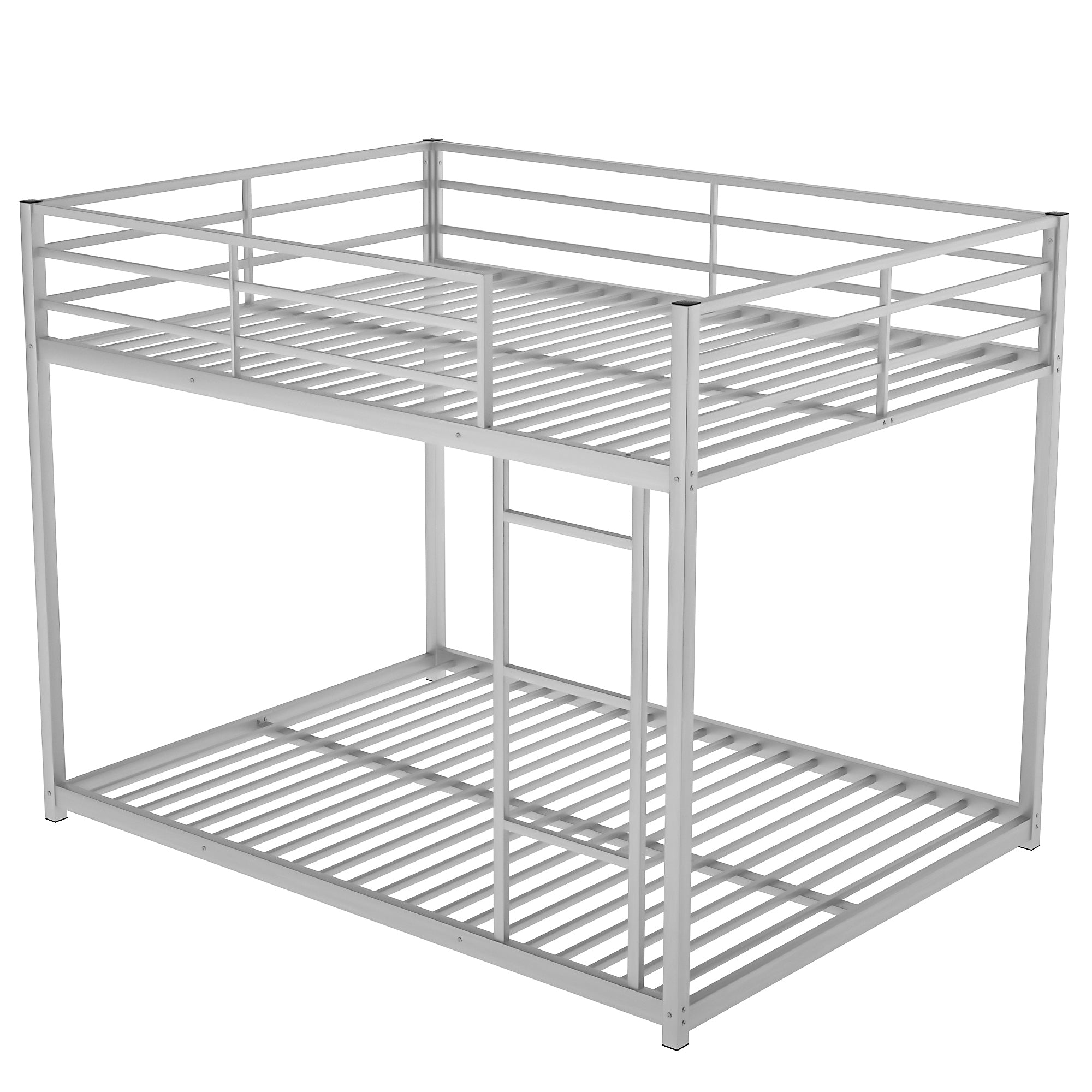 Full over Full Metal Bunk Bed, Low Bunk Bed with Ladder, Silver(Old SKU:MF197034AAN) - Atlantic Fine Furniture Melbourne FL