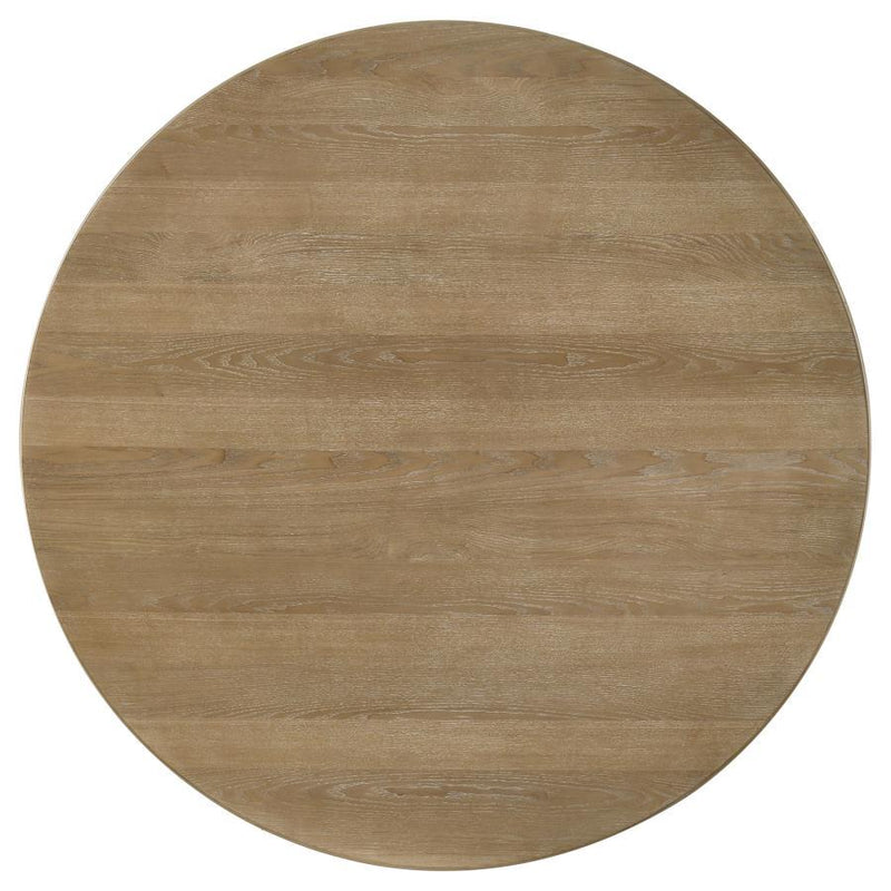 Adina - 5 Piece Round Dining Table Set - Barley / Distressed Light Brown