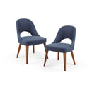 Dining Side Chair Upholstered Textured Fabric (Set of 2) - Navy