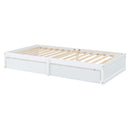 Daybed With Fence Guardrails And 2 Drawers, Split Into Independent Floor Bed & Daybed