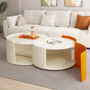 Modern Round Nesting Coffee Table With Extendable Sliding Top