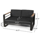 Loveseat With Slat Paneling And Aluminum Frame - Black