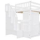 Loft Bed With Stairs, Bookshelf, Drawers, Desk & Wardrobe, Space Saving Multifunctional Furniture