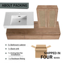 Modern Wall Mounted Bathroom Vanity With Resin Sink And 2 Side Cabinet, Imitative, Construction - Imitative Oak