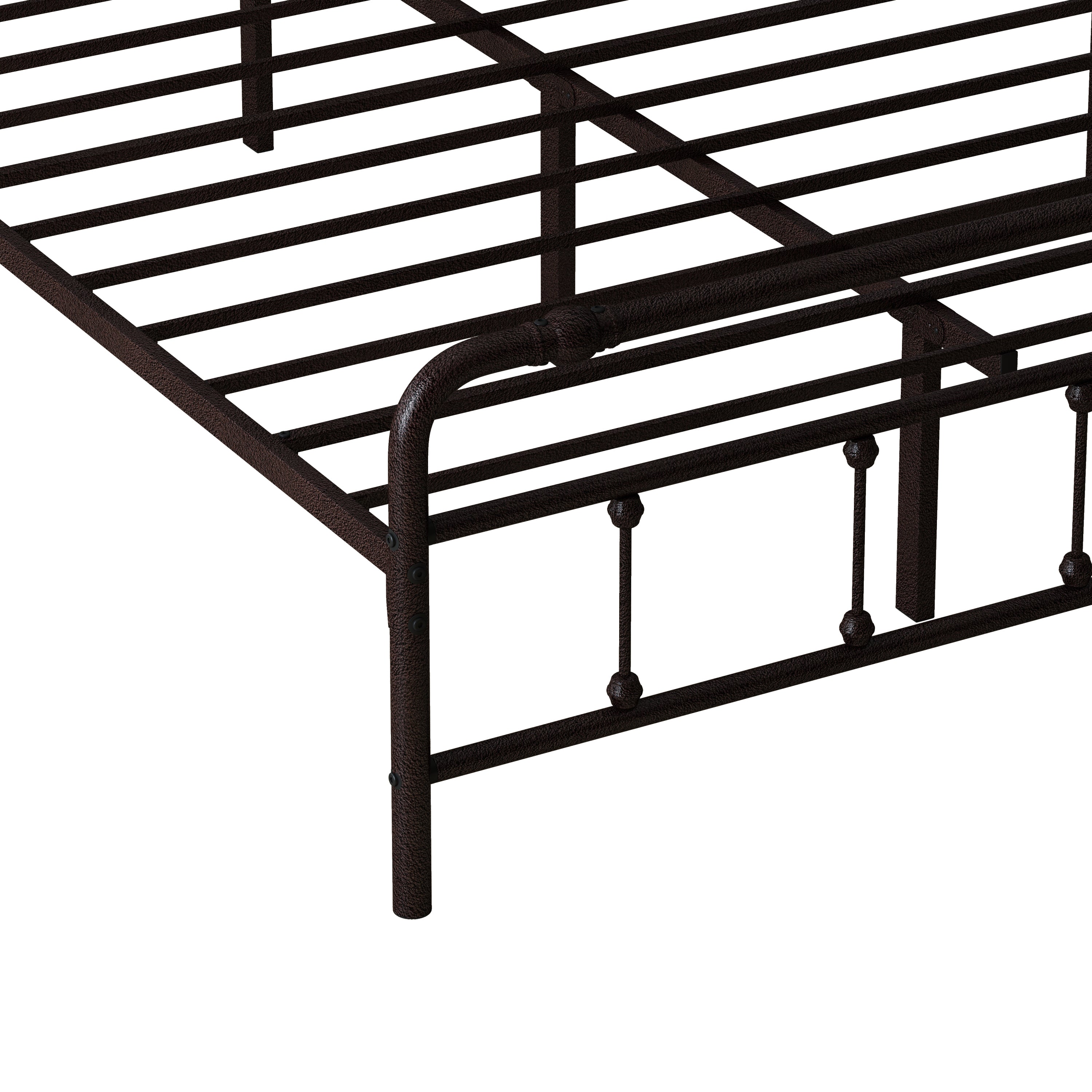 Queen Size Metal Platform Bed Frame with Victorian Style Wrought Iron-Art Headboard/Footboard