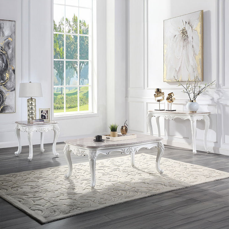 Ciddrenar - Coffee Table - Marble Top & White Finish