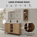 Elegant 48" Freestanding Bathroom Vanity With Double Resin Sink And Storage Rack Soft Close Doors - Imitative Oak