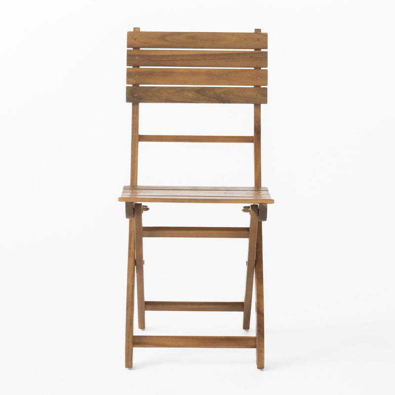 Outdoor Foldable Wood Dining Chair With Slat Design (Set of 2)