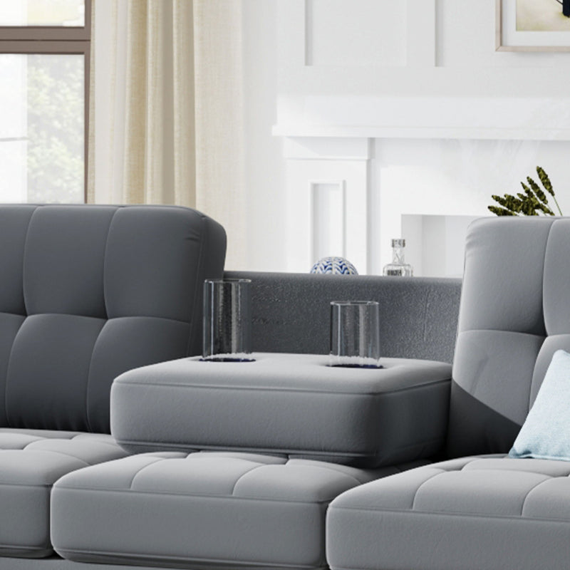 Sectional Sofa With Reversible Chaise Lounge, L-Shaped Couch With Storage Ottoman And Cup Holders