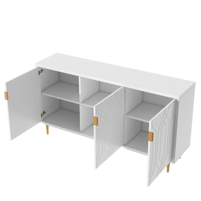 Modern TV Stand With 3 Doors And Adjustable Shelves