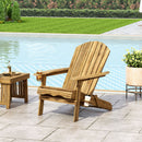 Outdoor Adirondack Chair With Slat Back And Cup Holder - Natural
