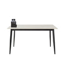 Mid Century Modern Dining Table Round White Sintered Stone Top Heavy Duty Metal Legs Waterproof Surface For Kitchen Dining Room Or Office Furniture - White / Black