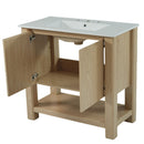 Modern Bathroom Vanity With Rectangle Ceramic Sink, Soft Closing Doors